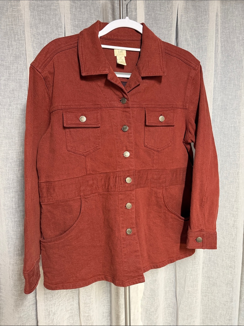 J. Jill Rust Red Button-Front Jean Jacket. P0081
